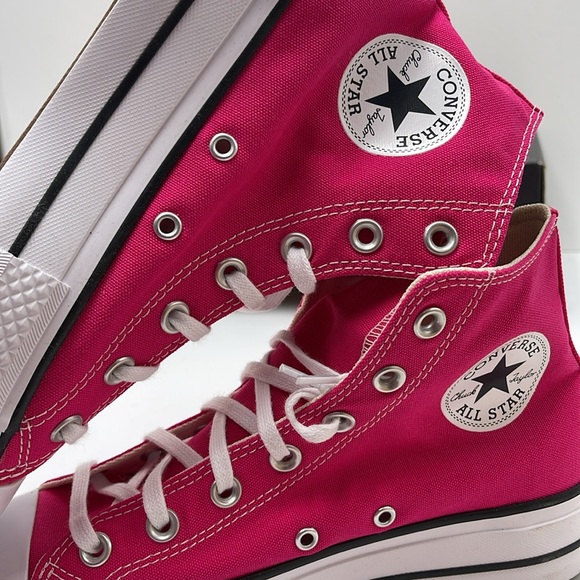 Converse WMNS CTAS LIFT HI CERISE PINK/WHITE/BLACK A08288F Platforms Sneakers - Picture 15 of 16